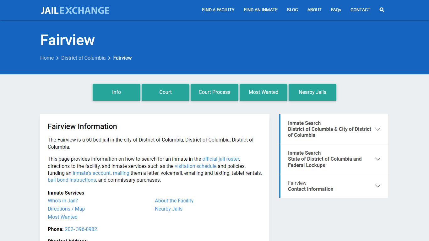 Fairview, DC Inmate Search, Information - Jail Exchange